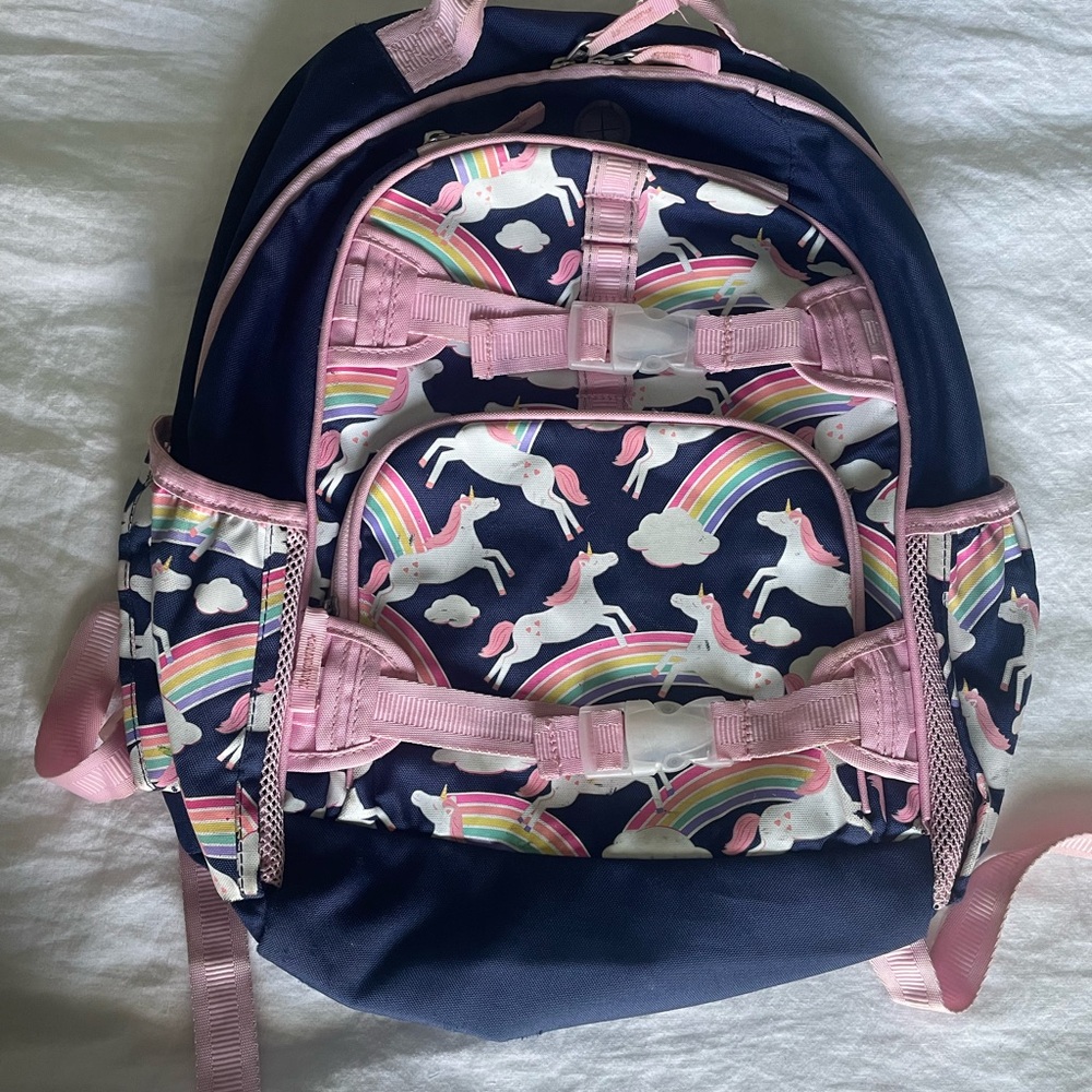 Pottery Barn Kids Navy and Pink Unicorn Backpack